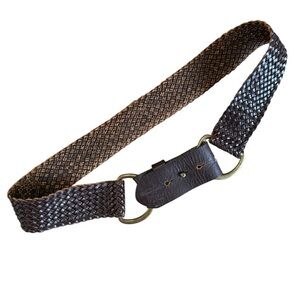 J.Crew Town Leather Braided Belt | Brass Buckle | Dark Brown